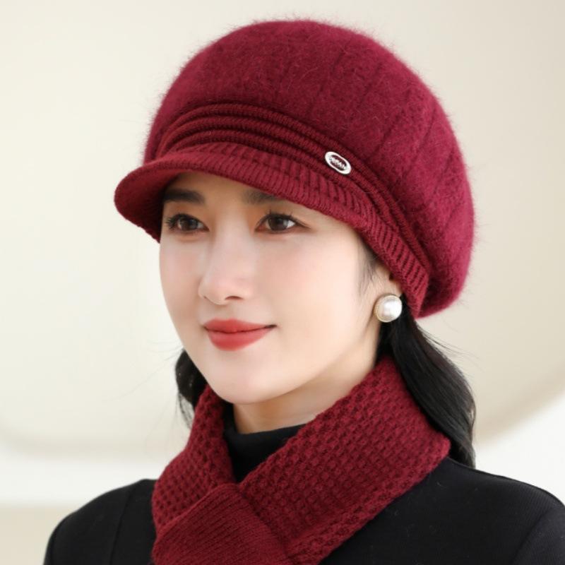 Elderly Hat Women's Autumn and Winter Thickened Warm Wool Hat Cold Knitted Cap