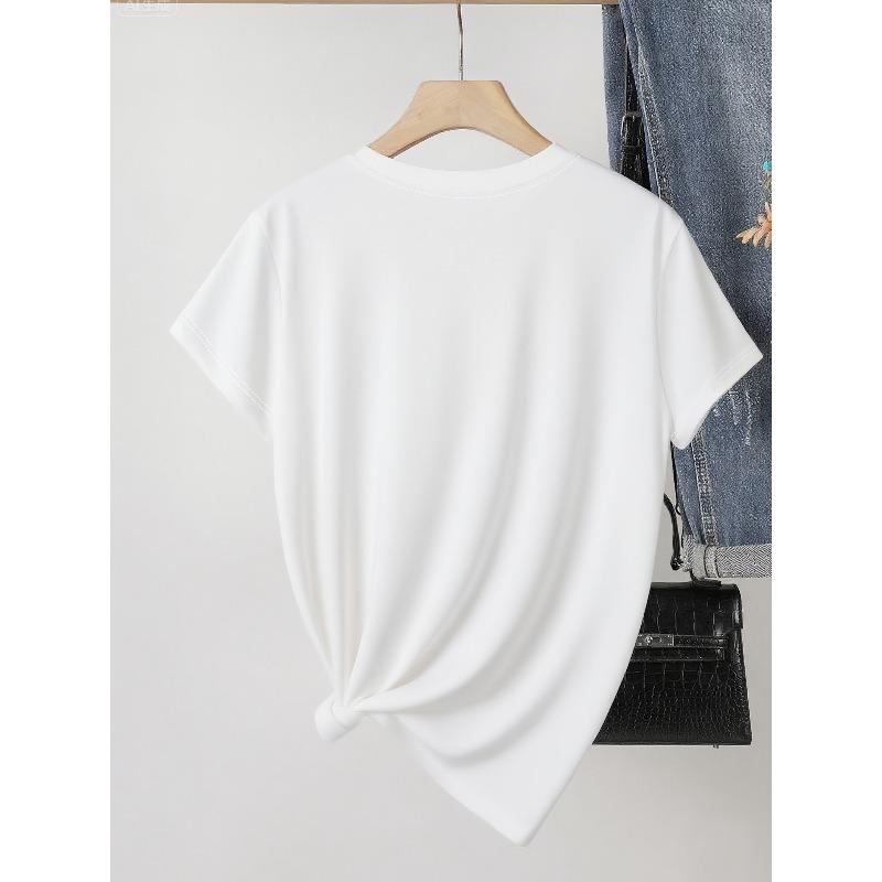 Women's Russian Best Daughter Letter Print T-Shirt Casual Crew Neck Short Sleeve Summer Top