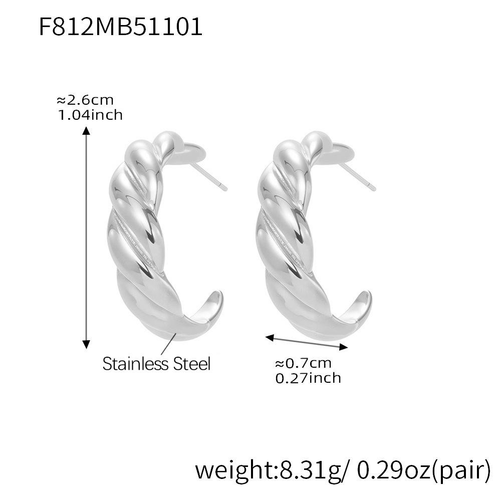 Vintage C-förmige Spiralohrringe aus Edelstahl 18K vergoldet Emaille Creolen Alltags-Creolen Stecker für Damen