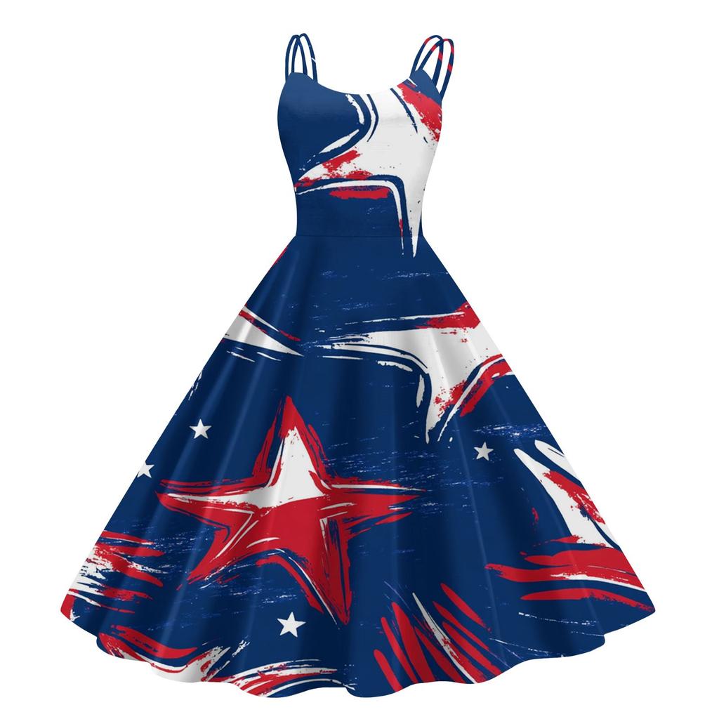 Independence Day Printed Women's Casual Sexy Strapless Punk Vintage Dresses