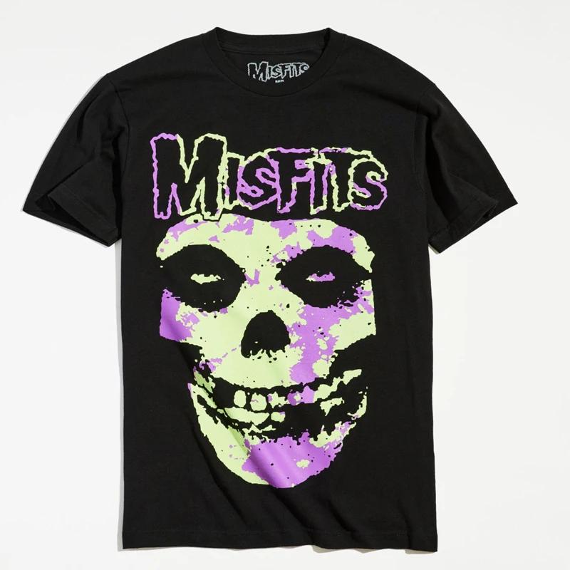 Nowa Moda Misfits Styl Punkowy Koszulka Retro Uliczny Wzór Czaszki Męska Koszulka