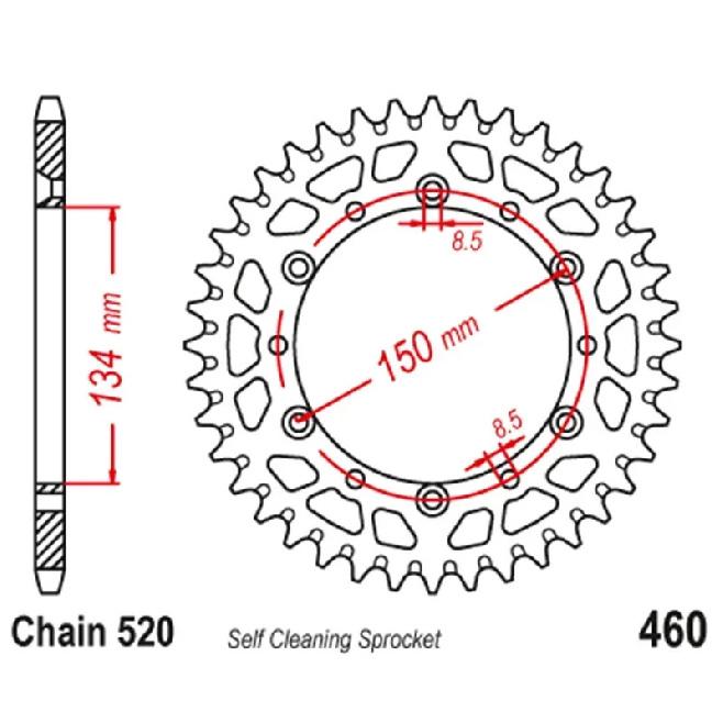 520 Motorcycle Rear Sprocket For Kawasaki KX500 1983-1985 1987-2004 KDX200 SR 1989-1991 KDX200 1984-2006 KDX220R 1997-2005