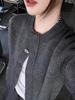 High-Quality Gray Pure Wool Women's Short Loose Knit Baseball Jacket Sweater for Autumn/Winter