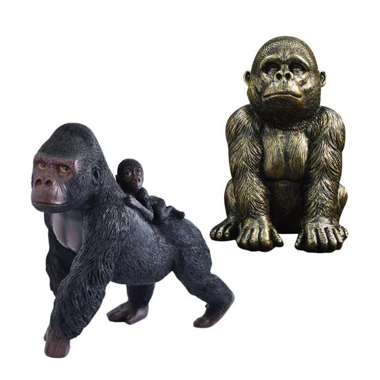 Gorilla Resin Statue, Sitting Monkey Figurine Sculpture, Industrial Home Decor for Living Room Office Desk Bookshelf, Industrial Modern Home Decor
