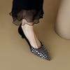 Fashion NEW Spring/Autumn Women Pumps Sheep Suede Leather Shoes for Women Pointed Toe Thin Heel Shoes Slip-on Lattice Black Party Shoes