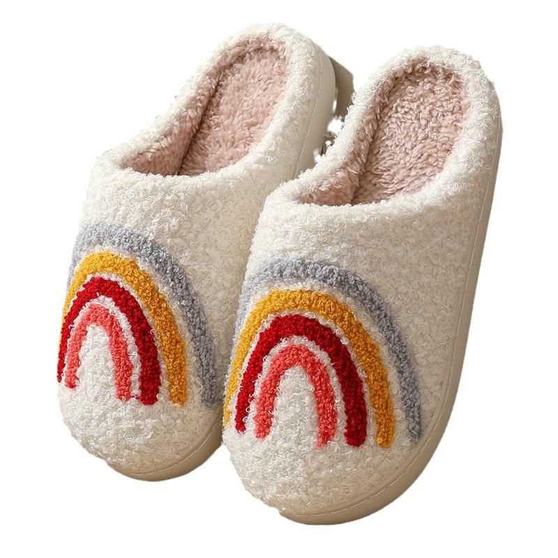 New Winter Smiley Mushroom Cotton Slippers Women's Indoor Household Non-slip Home Warm Slippers