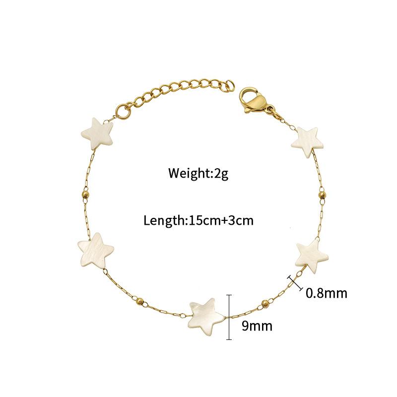 Stainless Steel Personality Popular Non-Fading Texture White Five-Pointed Star Collarbone Necklace Bracelet Set Elegant Accessories Women
