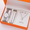 6 Piezas/Set Reloj de Mujer   Reloj de Cuarzo Collar Pendientes Anillo Pulsera Conjunto de Joyería (Sin caja)