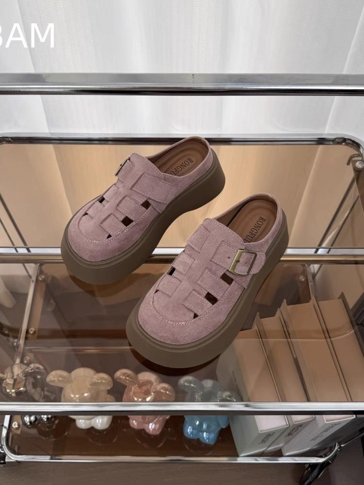 

Баотоу крутая женская обувь дырочная обувь новая весна и лето два варианта носки Баотоу полушлепанцы для улицы беременные женщины одинарная обувь 35 розовый