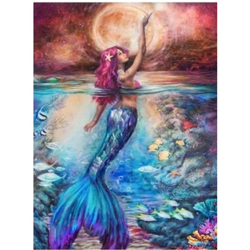5D DIY Diamond Painting Cartoon Mermaid Diamond Embroidery Cross Stitch Kit Full Rhinestone Mosaic Home Decor