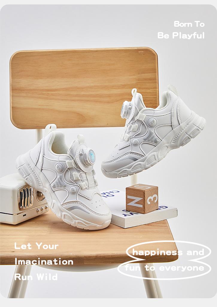 B. DUCK Little Yellow Duck Big Children's Casual Girls' Spring and Autumn White Fashion Sports Shoes