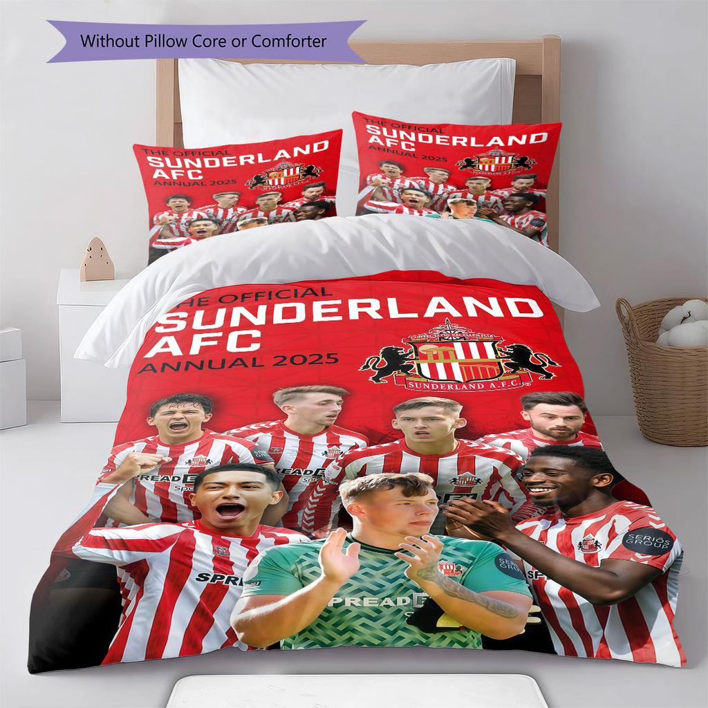 סט מצעים שמיכה עם לוגו SAFC כיסוי שמיכה ציפית לציפית קישוט לבית מתנת יום הולדת (1 * כיסוי שמיכה + 2 * ציפות, ללא ליבה)
