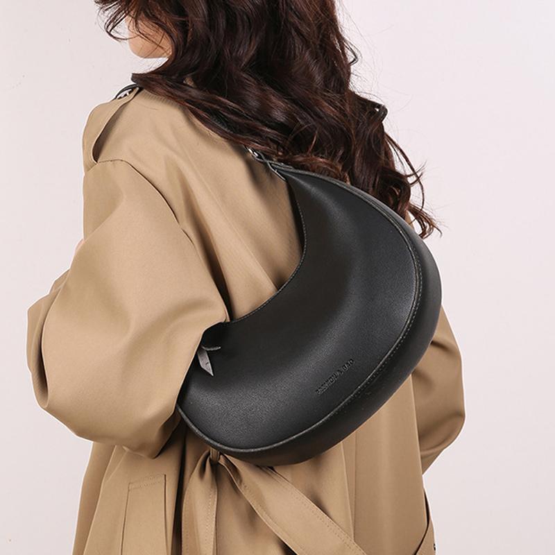 FLYING STARS Spring Solid Color Half Moon Bag Trendy Korean Single Shoulder Diagonal Cross Handheld Underarm Bag