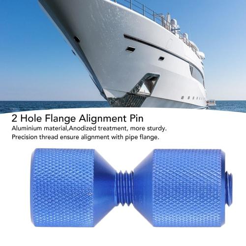 Two Two-Hole Alignment Pins, Anodized Aluminum, 1 1/8" Flange, Double-Hole Tweezers for 0.5" to 14" Flanges, 150LB Capacity (Blue)