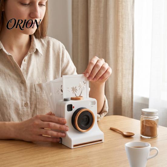 Milk Foam Pattern Maker 3D Printed Latte Art Camera, Manual Cocoa Powder Printer with 4 Coffee Gadgets for Guests Template Cards Cappuccino