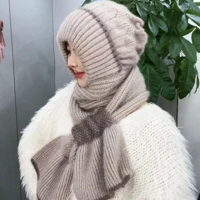 Winter Strickmütze Schal Set Kälteschutz Ohrenschutz Schal Warme Mädchen Beanie Radsport Winddichte Damen Outdoor Caps