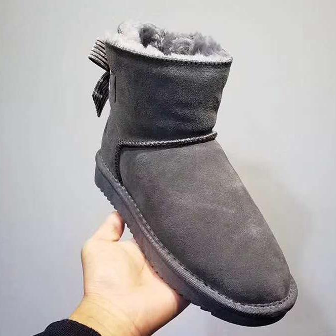 Nieuwe Collectie Echt Leer Australië Klassiek Dames Sneeuwschoenen Dames Kalfsleer Enkellaarzen Winter Dames Schoenen 41 grijs