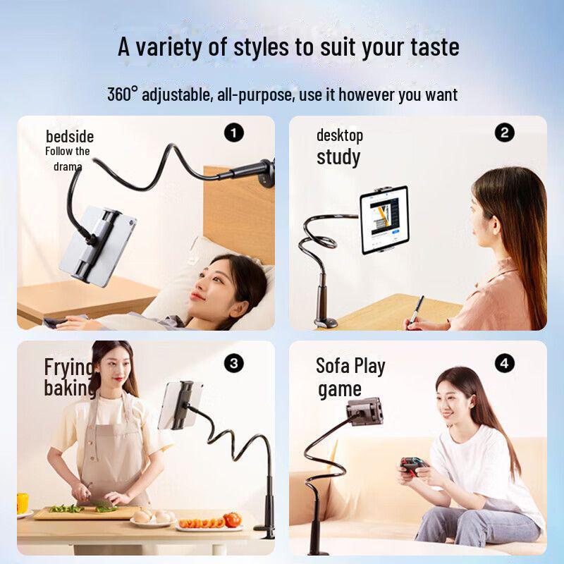 Heavy-duty Carbon Steel Mobile Phone and Tablet Stand - Versatile Desktop & Bedside Holder