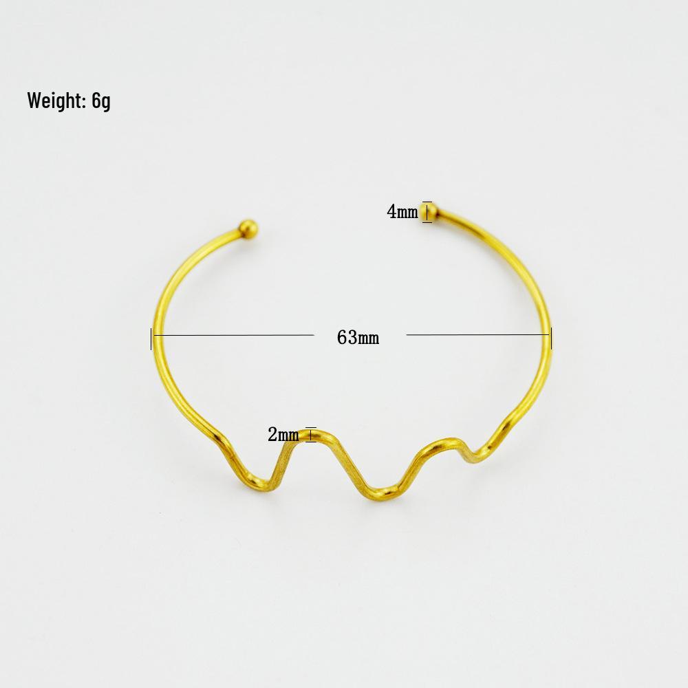Korean-Style Minimalist Wave Line Copper Bracelet