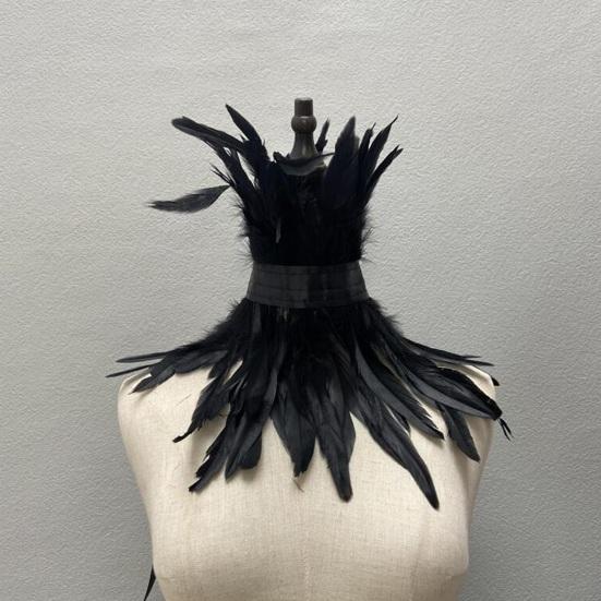 Sexy Lace Stitching Women Neck Sleeve Faux Feather Fake Collar Punk Party Cosplay False Scarf Fashion Accessories