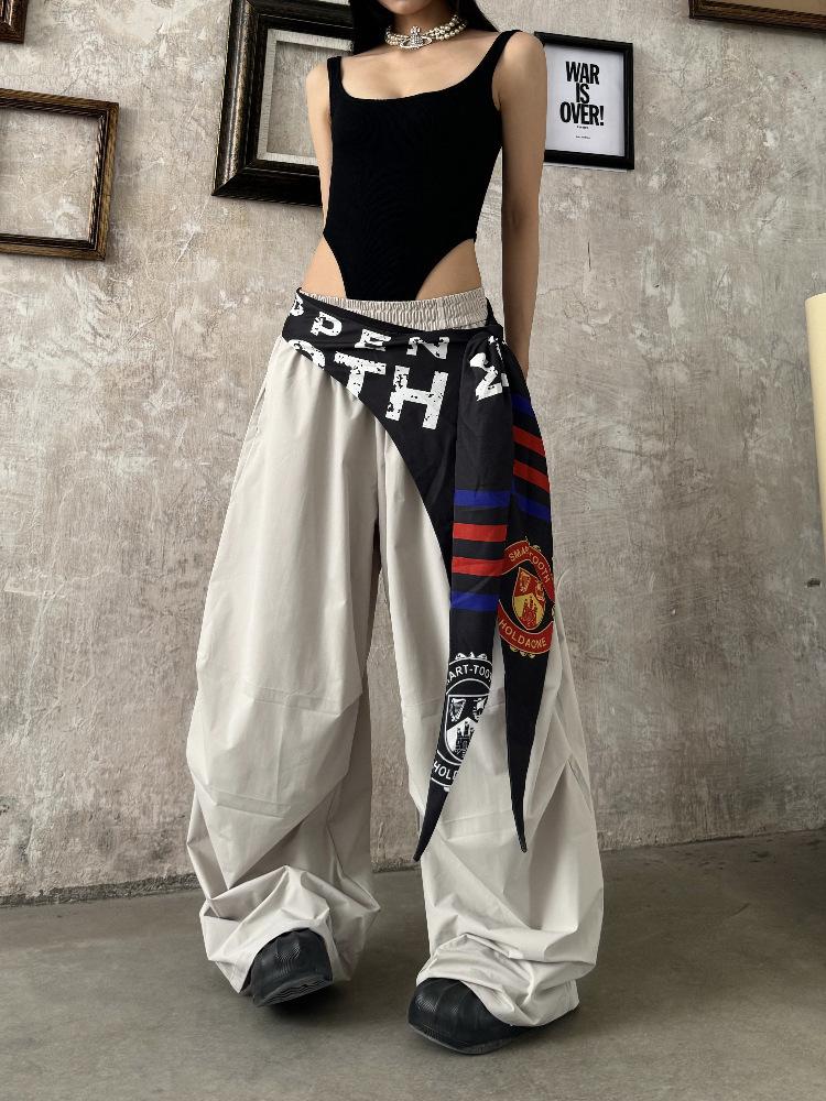 Dámský Hip Hop Odnímatelný Zadní Panel Kombinéza - Národní Trend Podlahová Délka Široké Kalhoty