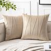 Modern Minimalist Velvet Throw Pillow Cover with Wavy Line Design, Solid Color for Sofa Couch Decorative Cushion Case 18x18 Inches Single