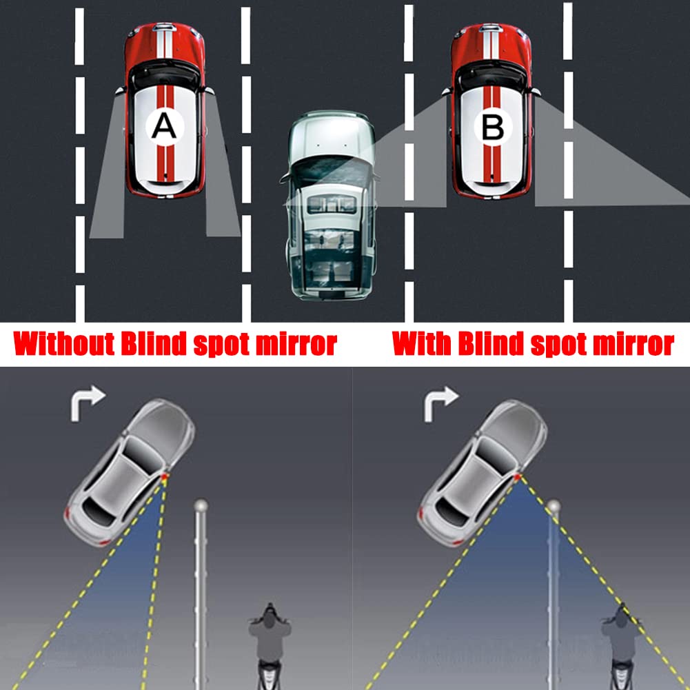 Ampper Car Auxiliary Mirror Blind Spot Mirror, 360° Angle Adjustment