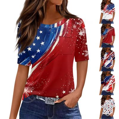 T Shirts For Women Round Neck Dressy Casual Blouses Printing Short Sleeve Summer Tops Loose Fit
