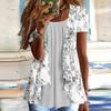 Women Shirt Casual Round Neck Short Sleeve Bohemian Style Printing Oversized