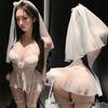 Qian Bei Elegant Lingerie: Sexy Lace Wedding Dress Pajamas, See-through Temptation Robe, Bridal Uniform.