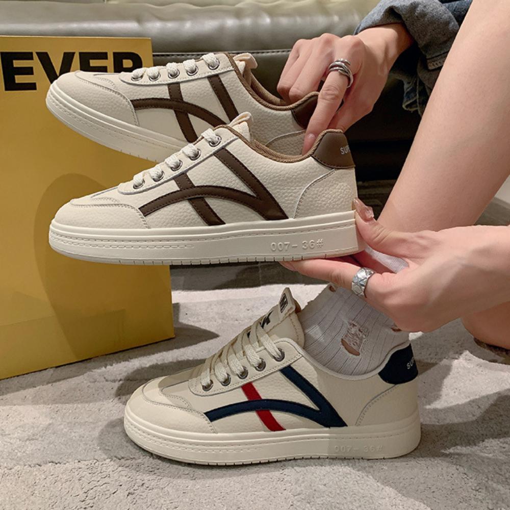 Leather White Shoes Women's Casual Versatile Flat Baseplate Shoes Women's Sports Shoes