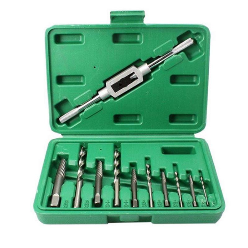 

11PCS Поврежденный винт экстрактор Сверлильные долота Руководство Набор Сломанная скорость Легкий болт Шпилька Зачистка Remover Инструмент Высокая твердость Ремонт машины с держателем
