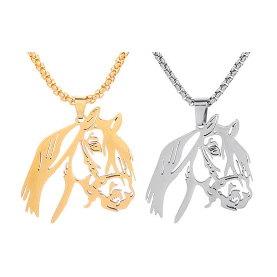 Horse Head Pendant Necklace Horse Silhouette Charm Necklace Women Men Zodiac Animal Necklace Jewelry Gift for Valentine's Day Birthday