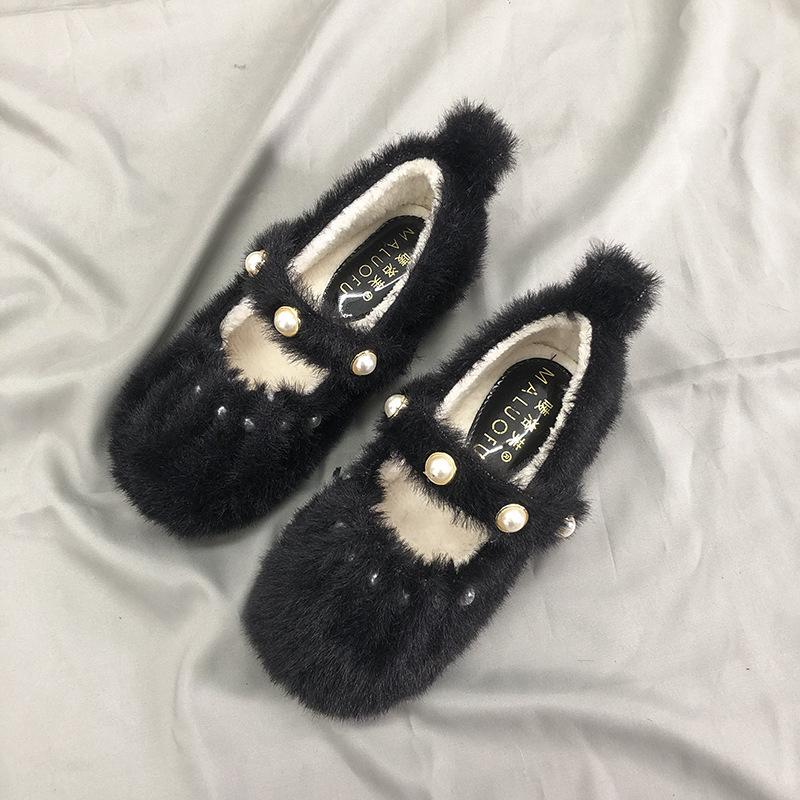 

Корейская ретро принцесса обувь для девочек зимняя новая обувь для девочек из хлопка бархатные детские мокасины 35 yards inner length 21.5cm