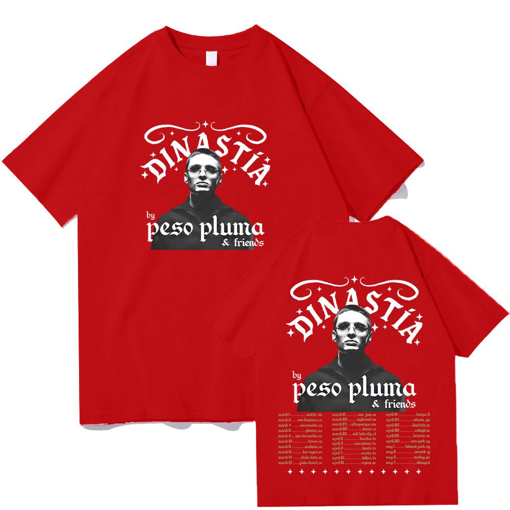 

Peso Pluma DINASTIA Tour 2026 T Shirts Fan Oversized Short Sleeve Male Hip Hop Fashion Tshirt Unisex Cotton High Quality Clothes XL червоний