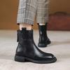 Soft Leather Shoes, Short Boots, Women's New Low-heeled Leather Boots, Retro Back Zipper Boots