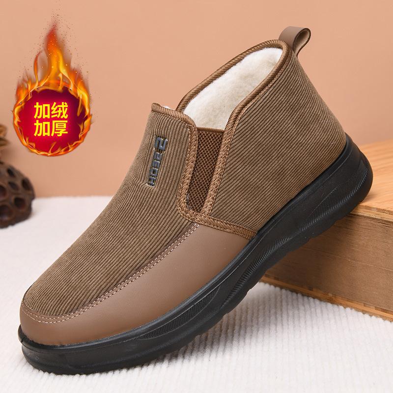

Зимние новые старые пекинские тканевые туфли флисовая утолщенная легкая подошва мягкая подошва нескользящая мужская хлопковая обувь для отцов среднего и пожилого возраста 45