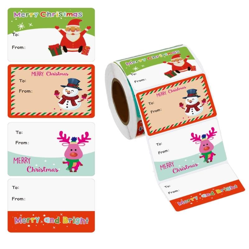 

500Pcs Christmas Decorative Sticker 5x3.8cm Adhesive Wrapping Label for Seal Envelope Card Holiday Present Packaging