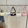 Drawstring Polka Dot Shoulder Bag Stretchable Strap French Stick Handbag  Women