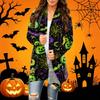 Women's Casual Halloween Printed Long Sleeve Mid-Length Cardigan Jacket for Fall