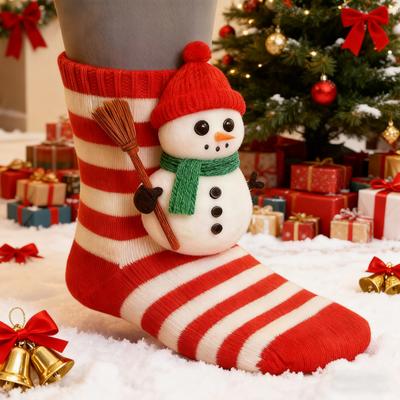 3D Knit Christmas Socks for Women Girl Novelty 3D Santa Snowman Reindeer Xmas Floor Carpet Socks for Winter Holiday Party Decor