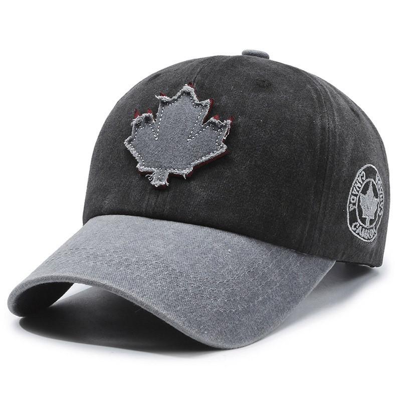 New Trend Adjustable Cotton Baseball Hat With Maple Leaf Decoration Design For All Seasons