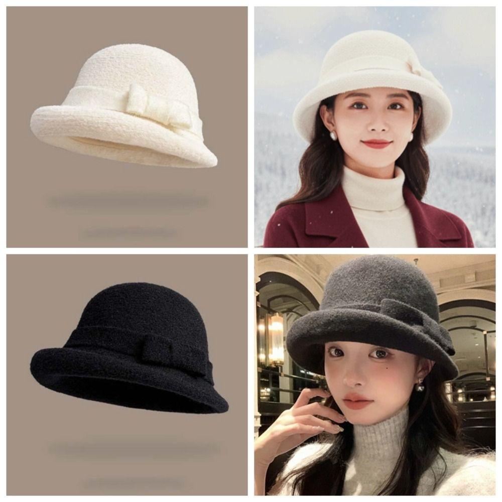 Princess Hat Vintage Looking Woolen Rolled Edge Cap Beret Versatile British Top Hat Warmer Solid Color Woolen Formal Hat Banquet