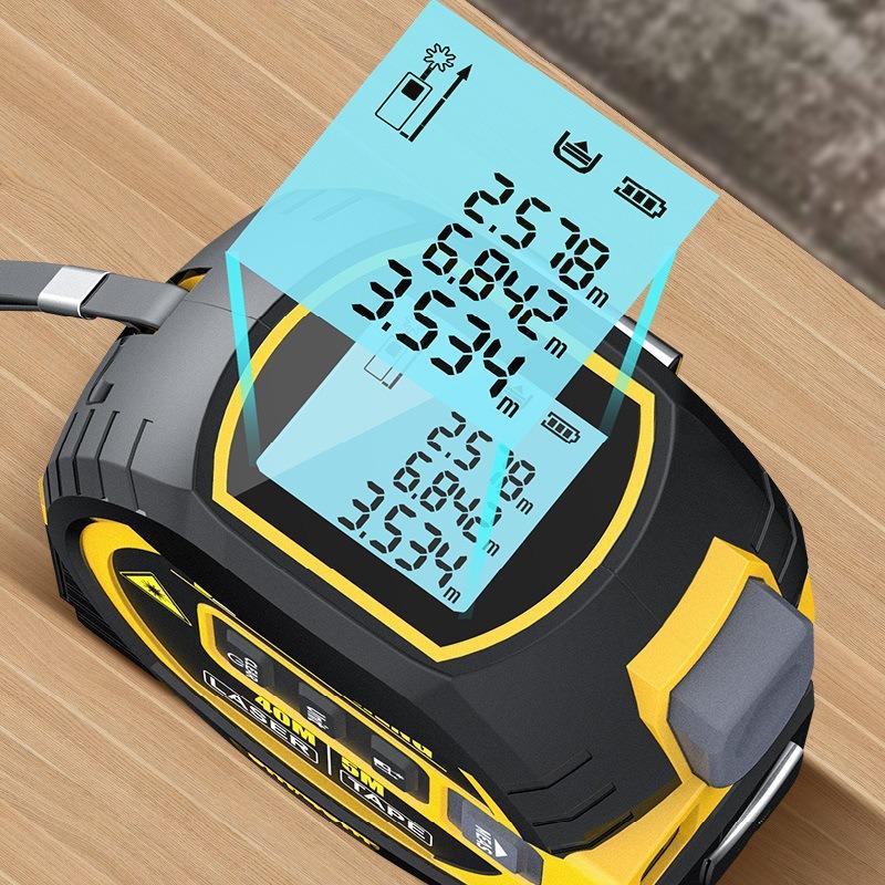 3-in-1 Digital Laser Tape Measure: High-Precision Rangefinder & Steel Tape with Cross Line Feature