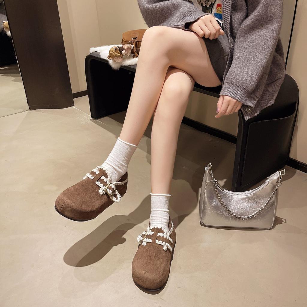 High-value Bag Head Single Shoes for Women, Fashionable and Versatile and Comfortable Thick-soled Lazy Single Shoes for Women 2025 Autumn and Winte
