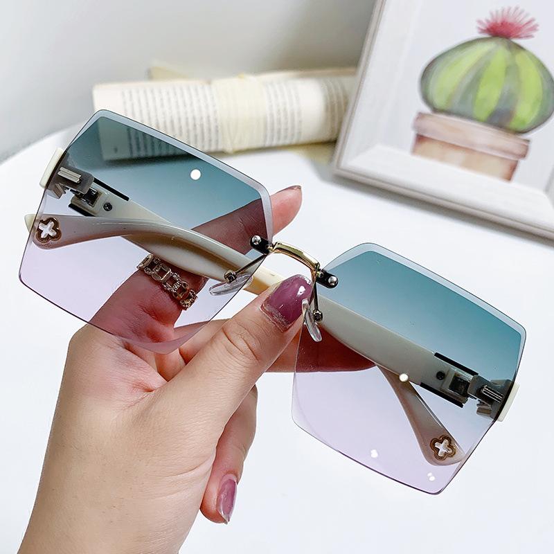 Trimmed Sunglasses Sunglasses Frameless Square Women'S High-End Trendy Glasses