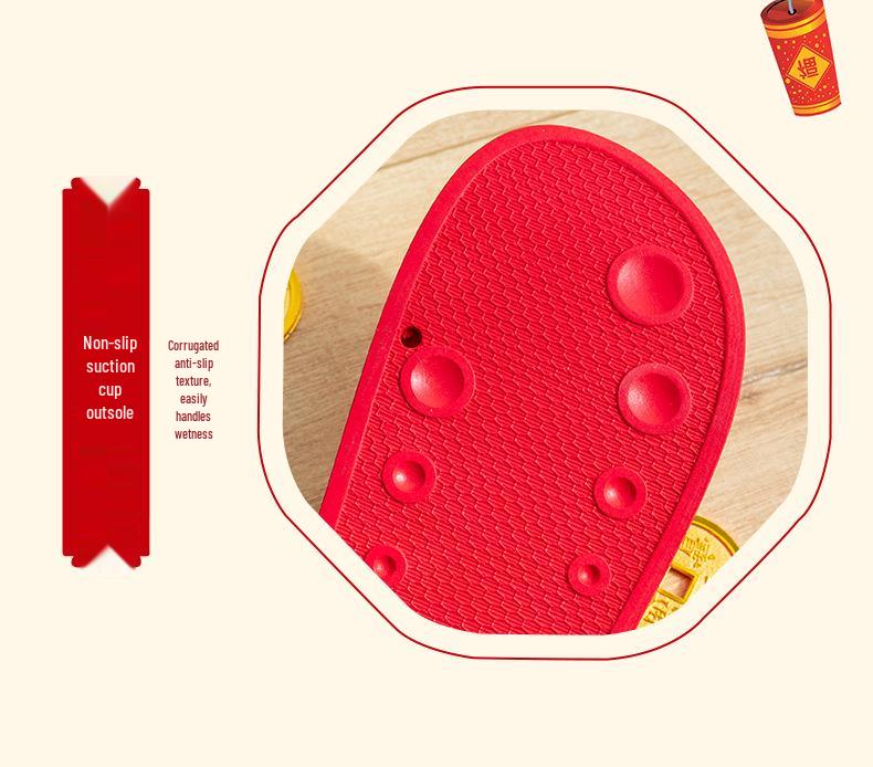 2025 New Year Spring Festival Slip-Resistant Red Slippers for Women & Men - Indoor/Outdoor Wear, Perfect for Weddings