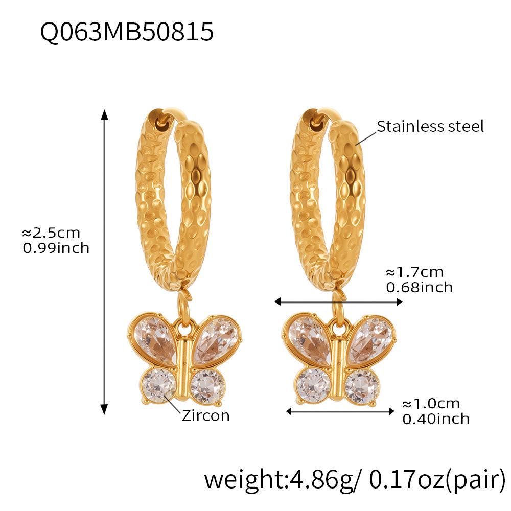 Oumika 18K Gold-Plated Butterfly & Diamond Earrings for Women
