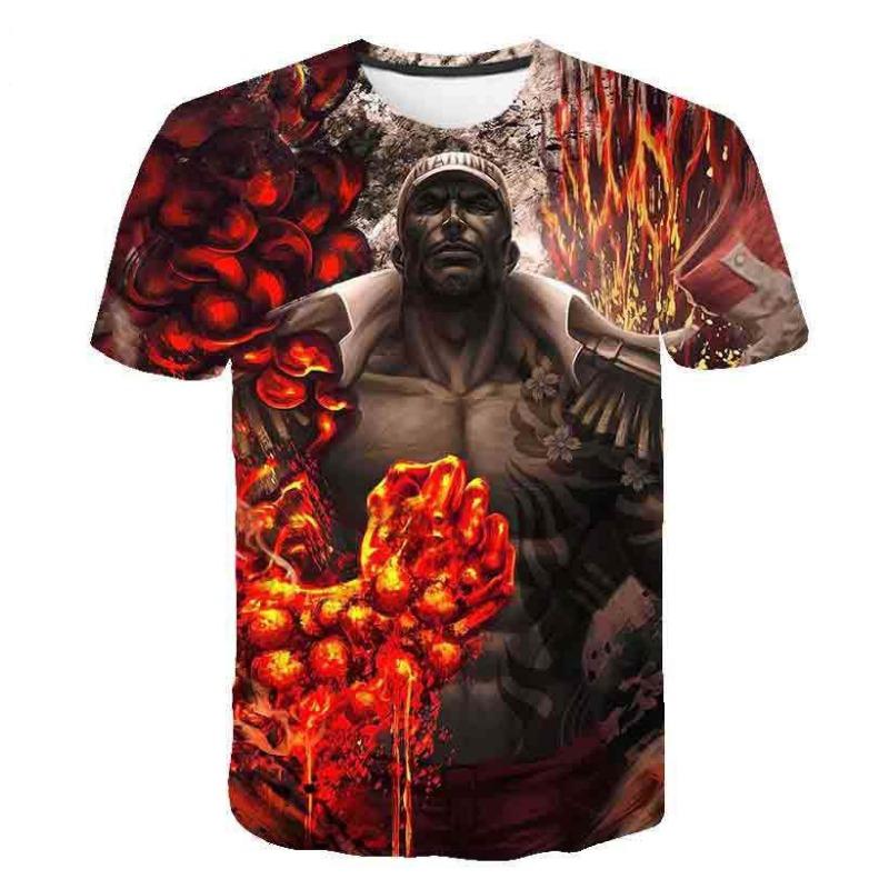 European and American Trendy New One Piece Rubber Man Luffy 3D Digital Printed Cartoon Cool Boy T-shirt