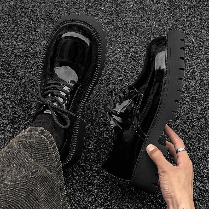 

2024 Trend Derby Shoes Men s Black Versatile Casual Big Head Commuter Leather Shoes Couples Same Leather Shoes 9267-J 38